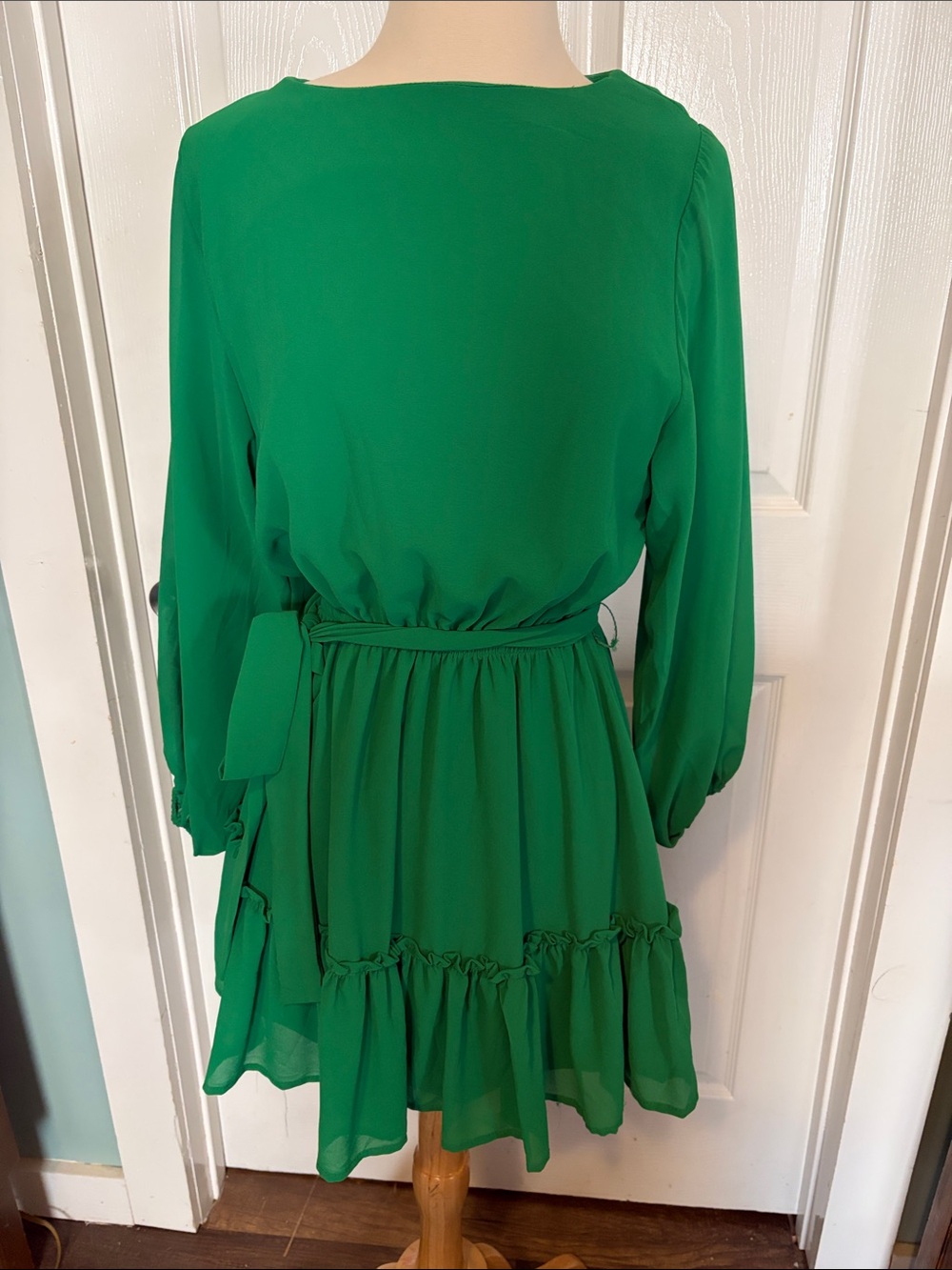 Flying Tomato Emerald Green Long-Sleeve Ruffle Dress